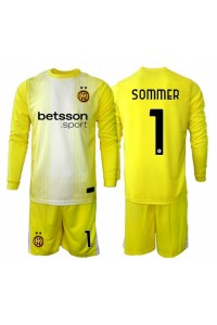 Inter Milan Yann Sommer #1 Maalivahti Jalkapallovaatteet Lasten Vieraspeliasu 2025-26 Pitkähihainen (+ Lyhyet housut)
